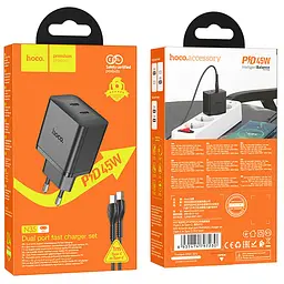 МЗП Hoco N35 Streamer PD45W (2C) + Type-C to Type-C Black - мініатюра 6