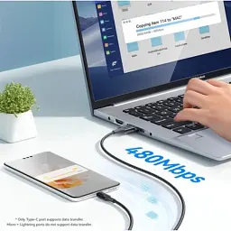 Дата кабель USB 2.0 AM to Lightning + Micro 5P + USB-C 1.2m 100W Essager (EXCMTL-JJ01-P) - мініатюра 7