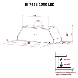 Витяжка повновбудована Perfelli BI 7653 I 1000 LED - мініатюра 12