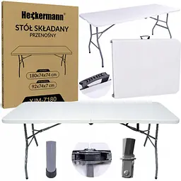 Стіл складаний переносний Heckermann 180x74x74 см White (XJM-Z180) - мініатюра 2