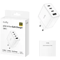 Зарядний пристрій 4xUSB 70W, (GaN, 1хUSB-C, QC+PD 3.0, вилка ЄС, для iPhone 12) , Cudy - мініатюра 2