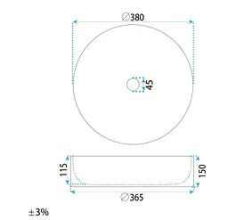 Умивальник Rea Duo накладний 38x38 см white REA-U3602 - мініатюра 5