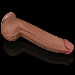 Фалоімітатор LoveToy Sliding-Skin Dual Layer Dong King Sized 31 см коричневий - мініатюра 3