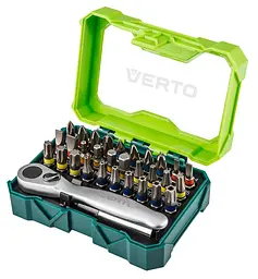 Біти 1/4 бітотримач ключ з тріскачкою набір 32шт Verto hoz0013219