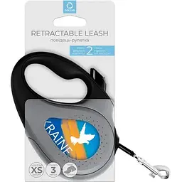 Повідець-рулетка для собак Waudog R-leash Прапор, світловідбиваючий, XS, до 12 кг, 3 м, чорний - мініатюра 3