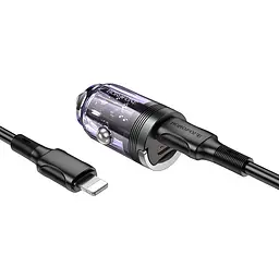АЗП Borofone BZ29B Outstanding PD36W (2USB-C) + кабель Type-C to Lightning Transparent purple - мініатюра 2
