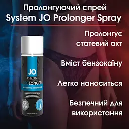 Пролонгуючий спрей System JO Prolonger Spray with Benzocaine (60 мл) - мініатюра 2