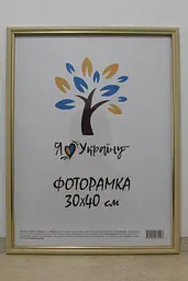 Фоторамка 30х40, бежева із золотою вставкою, 1515-7104, СКЛО + КАРТОН                                                                                                                            