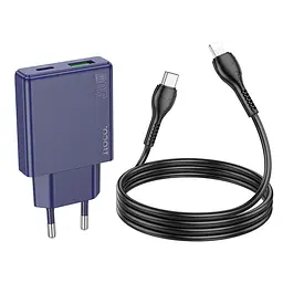 МЗП Hoco N45 Biscuit PD30W+QC3.0 + Type-C to Lightning Titanium blue - мініатюра 4