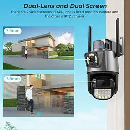 Вулична камера XPRO 8MP 4K IP Camera Outdoor WiFi PTZ подвійний об'єктив, подвійний екран чорна (43912-_1343) - мініатюра 5