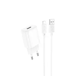 Адаптер мережевий Hoco Lightning Cable Solid single port charger C134A |1USB, 12W/2.4A| - мініатюра 3