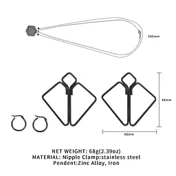 Затискачі для сосків з важкою підвіскою LOCKINK Nipple Clamps with Heavy Pendant, сріблясті - мініатюра 7