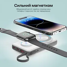 Повербанк 10000mAh Choetech B695 White QC3.0 PD3.0 бездротова зарядка смартфонів та Apple Watch (43-00143) - мініатюра 12