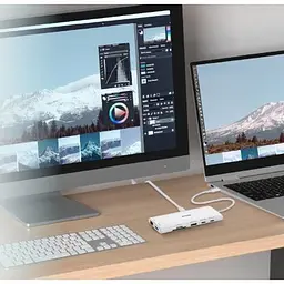 Концентратор D-Link USB-C 10-in-1 2xHDMI + 1xRJ45 1000Mbps + 2xUSB-C + USB 3.1 + USB 3.0 + SD + TF silver (DUP-A01) - мініатюра 3