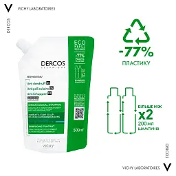 Дерматологічний шампунь Vichy Dercos Anti-Pelliculaire Anti-Dandruff Проти лупи для нормального жирного волосся 500 мл - мініатюра 4