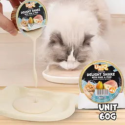 Кремовий вологий корм для кішок UNIQ PETS CAT WET FOOD DELIGHT SHAKE з качкою та грушею, 60 г - мініатюра 4