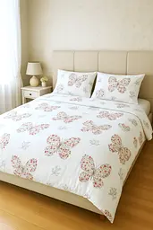 Комплект постільної білизни Ecotton двоспальний Сімейний 150х215 см із фланелі теплий Butterfly білий (23818)