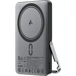 УМБ Acefast Magnetic Wireless 5000mAh 18W PD,QC3.0 USB-C In/Out,with holder, ультра тонкий M16 Black
