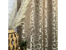 Штори жаккард "Вензель" кавовий150х270 см, 2шт, тасьма ALBO pbe0052940 - мініатюра 8