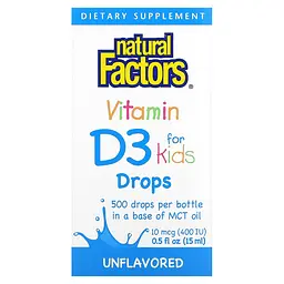 Витамин D Vitamin D3 Drops for Kids 400 IU 15 ml Natural Factors vit0006402