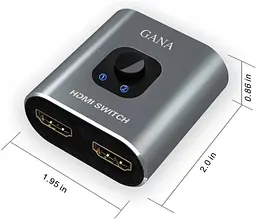 HDMI спліттер / комутатор двонаправлений на 2 порти GANA HD 4K 3D 1080P Switch перемикач розгалужувач - мініатюра 5