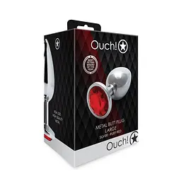 Анальна пробка Ouch! Round Gem L, 8.1 см (червоний) - мініатюра 8