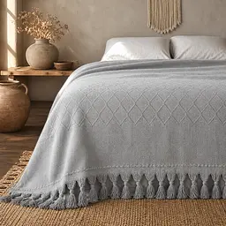 Покривало-плед з бахромою LoveYouHome 200x230 см сіре (ly2307)