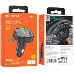 FM трансмітер модулятор Borofone BC43 Flash QC3.0 Bluetooth чорний - мініатюра 6