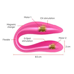 Смарт вібратор для пар DOUBLE PLEASURE, колір: рожевий Oninder (Іспанія) Oninder O937690 103162 - мініатюра 5
