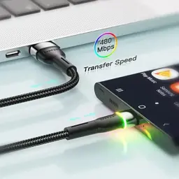 Дата кабель USB 2.0 AM to USB-C 2.0m 3A LED black Essager (EXCT-XCDA01) - мініатюра 6