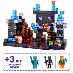 Магнітний конструктор Minecraft 100 шт + 3 фігурки кубики по грі Майнкрафт Замок Mk001016 - мініатюра 2