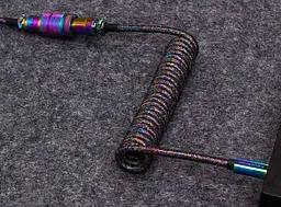 Кабель Keychron Type-A/Type-C Premium Coiled Aviator Cable-Straight Rainbow Palted black (CAB5_KEYCHRON) - мініатюра 2
