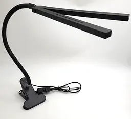 Світлодіодна LED настільна USB-лампа гнучка на прищіпці 2 плафони UKC XSD 919 чорна