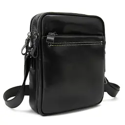 Месенджер кожаный чорний Tiding Bag 8713A