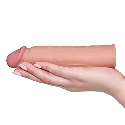 Збільшуюча насадка на член Lovetoy Pleasure X-Tender Penis Sleeve Flesh Add 1, +3 см (тілесний) - мініатюра 3