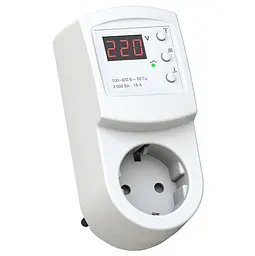 Мережевий фільтр із захисним реле Voltronic ZUBR-R1 16А, 3000ВА, 120-280В, з індикатором напруги - мініатюра 1