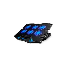 Підставка до ноутбука IceCoorel 10-17", 6*70mm 1800 RPM, 2*USB, + LCD, 365*297*30mm, Black (K8) - мініатюра 1