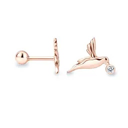 Сережка для хеліксу з червоного золота Пташка (з40109)