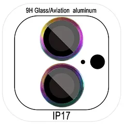 Захисне скло Metal Classic на камеру (у упак.) для Apple iPhone 17 (6.3) Бузковий / Rainbow