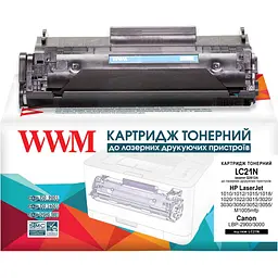 Картридж тон. WWM для HP LJ 1010/1020, Canon LBP-2900 аналог Q2612A/Canon 703 Black ( 2000 ст.) (LC21N) - мініатюра 1