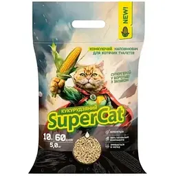 Кукурудзяний наповнювач Super Cat комкуючий для котячих туалетів, 5 кг