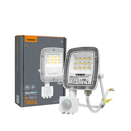Прожектор Led Videx F5 10W 3000-5000-6500K з датчиком руху 230V білий (VL-F5-010CW-S) 