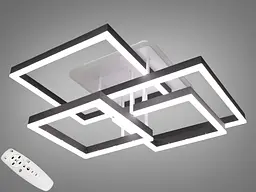 Люстра стельова LED Diasha 7002BK, 145W, 3200K-6500K, чорний метал, сучасний стиль для дому