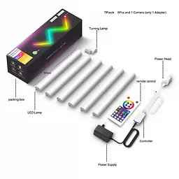 Настінний світильник Lines SAL-013B Bluetooth USB interface with app (6+1 pcs) White - мініатюра 2