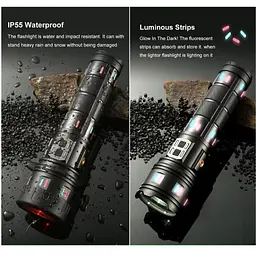 Ліхтар NIGHT VISION FLUORESCENCE XPRO AK177-1, білий лазер, LED, power bank, 4×18650, індикація заряду, ЗУ Type-C, zoom, 5 фільтрів (47153-177-1_1117) - миниатюра 11