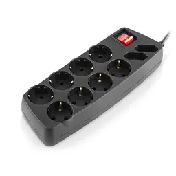 Фільтр мережевий RS-10 Protect, 10 розеток, 1.8 м, Black REAL-EL teh0024047