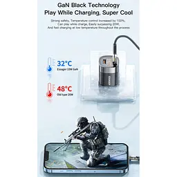 Зарядний пристрій Essager GaN III PD USB-C USB-A з дисплеєм 33W - мініатюра 8