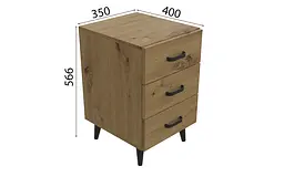 Тумба Віва 3 на конусних ніжках Ferrum-decor 56,5x35x40 Чорний метал ДСП Дуб Артізан 16 мм (FRD-106824) - мініатюра 4