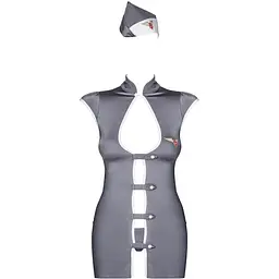 Еротичний костюм стюардеси Obsessive Stewardess 3 pcs costume grey S/M - мініатюра 5