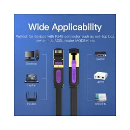 Патч-корд 2м, FTP cat 7 RJ-45 black Vention (ICABH) - мініатюра 8